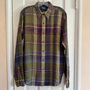 Polo by Ralph Lauren Men's Linen Madras Plaid Long-sleeve Shirt